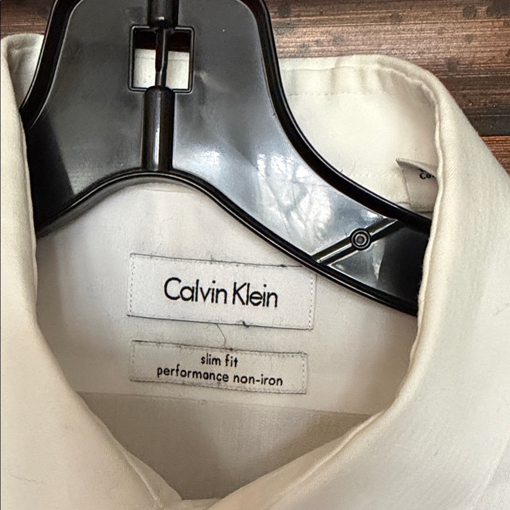 Calvin Klein Cotton Men's Crisp White Dress Shirt - Picture 2 of 5